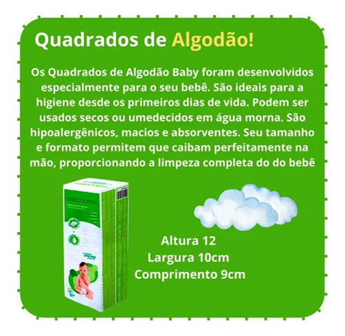 Algodão Quadrado 200 Un Hidrófilo Sem Perfume Bellacotton