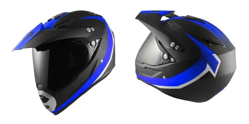 Casco Alessia Tipo Cross Con Mica Moto Mate Azul