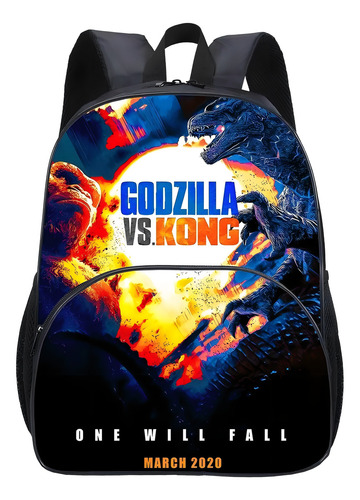 Mochila Con Estampado De Dibujos Animados Para Estudiantes Color King Kong Vs Godzilla 7
