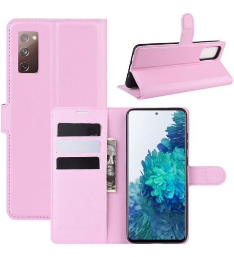 Capa Capinha Carteira Flip Couro Galaxy S20 Fe Tela 6.5 Top Cor Rosa