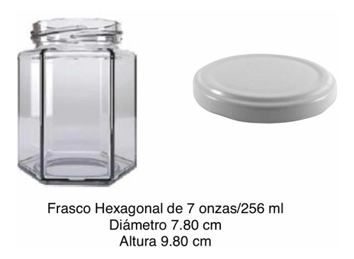 Frasco O Tarro De Vidrio Hexagonal 256 Ml 7 Onzas. 12 Piezas