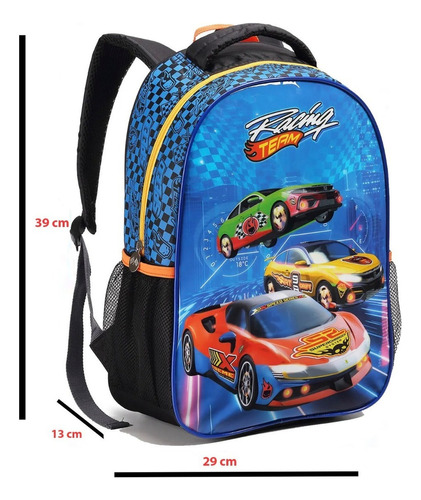 Mochila Costas Carros Infantil Masculina Escolar Seanite