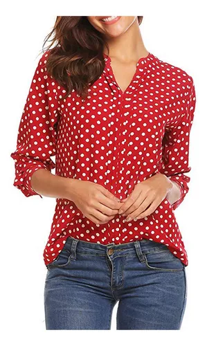Blusa Roja Lunares Blancos Y MercadoLibre