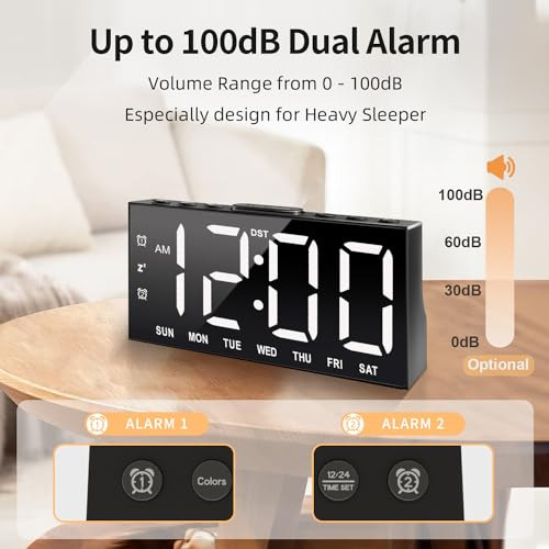 Reloj Despertador Digital Jall Con Pantalla Grande Y Números