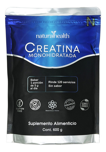 Monohidrato De Creatina (600 G) Naturalhealth Premium Sabor Sin sabor