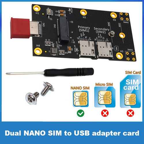 Tarjeta Adaptadora De Doble Sim A Usb M.2 Key B A Usb3.0 Ada