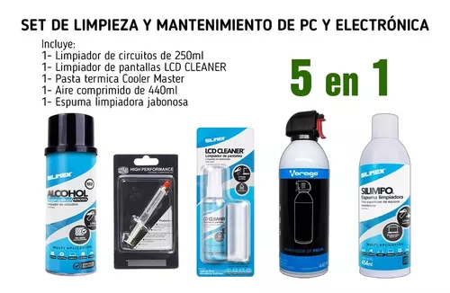 Kit 5 En 1 Limpieza Pc Espuma Spray Aire Comprimido Pasta