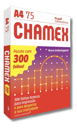 Papel Sulfite A4 Chamex Office Br 75g 210x297mm 300 Folhas