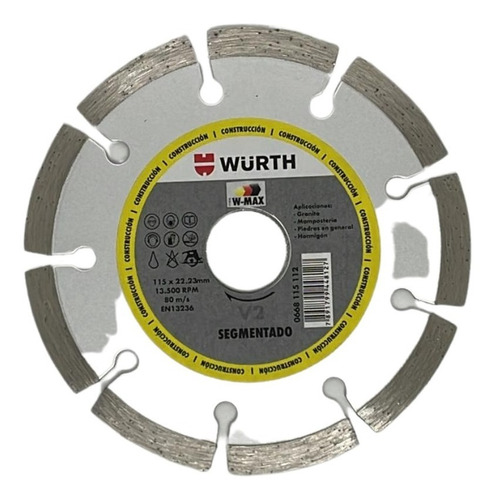 Disco Diamantado Segmentado Wurth 4. 1/2 Concreto