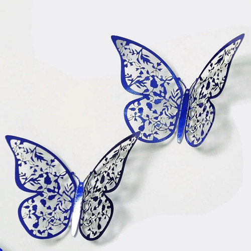 Mariposas 3d Decoración Azul Índigo - Royal Con Adhesivo X24