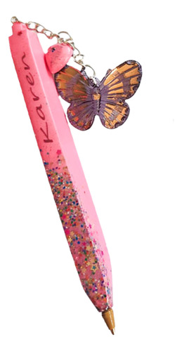 Lapicero Personalizado Hecho Con Resina Rosa Negro