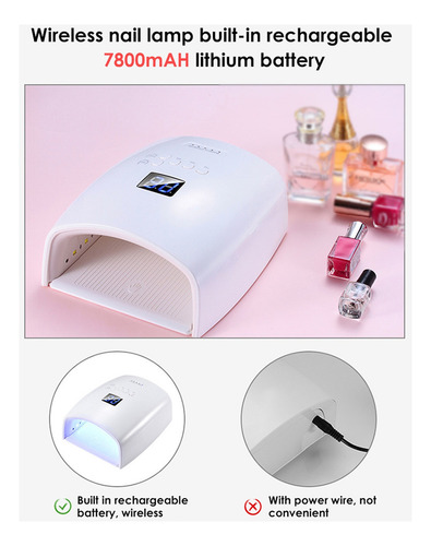 48w Recargable Uv Led Gel De Uñas De La Lámpara Secador De S