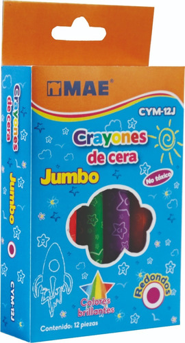 12 Crayon Jumbo Escolar 12 Colores Diferentes Tipo Crayola