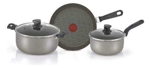 Batería De Cocina 5 Piezas Imusa Antiadherente T. De Vidrio Color Gris