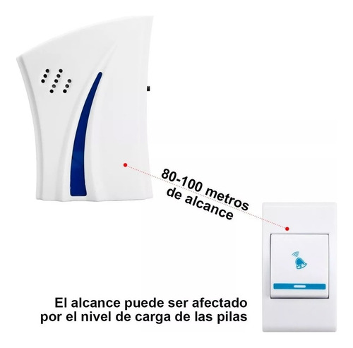 Timbre Inalámbrico Candela 80-100mts 38 Melodias 7278 Color Blanco