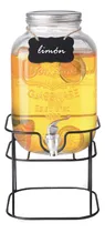 Comprar Dispensador De Líquidos Jar Cristal 5 Litros De Vidrio Con Base y Tapa De Metal Espiga De Acero Inoxidable Vitrolero Despachador De Agua y Bebidas Tipo Mason Jar ColorHome
