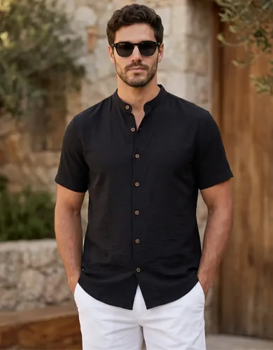 Camisa Gola Padre Masculina Manga Curta Social Verão Festa