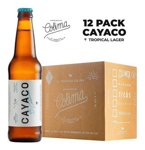 Cerveza Artesanal - Cayaco 95 Calorías 12 Pack Botella 355ml