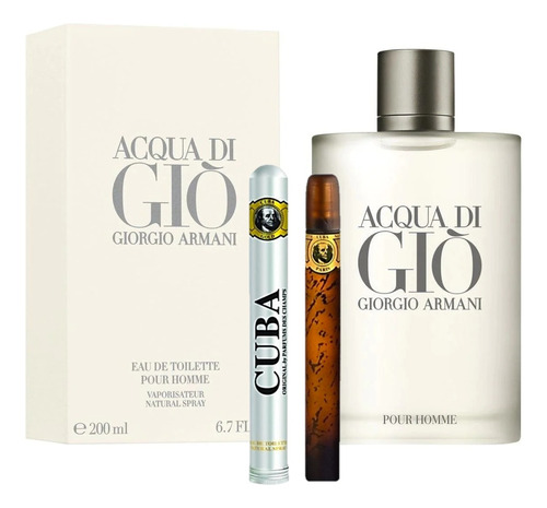 Acqua Di Gio Armani 200ml Caballero+perfume Cuba 35ml