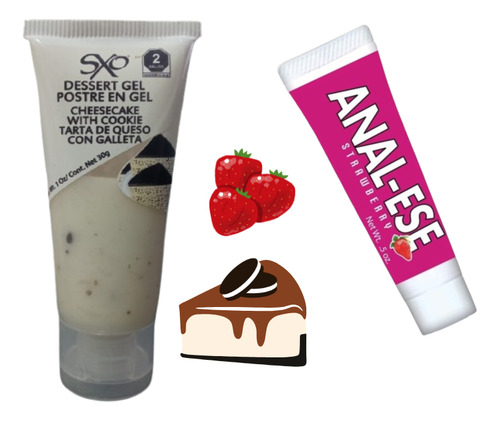 Lubricante Postre Cheescake D Galleta & Anestésico Anal-ese Queso Con Galleta / Fresa
