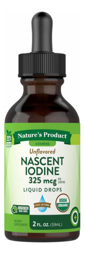 Nascent Iodine Yodo 325 Mcg Orgánico Natures Grande De  59ml