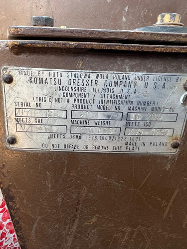 Topadora Komatsu Dresser Td-20g Tipo D7 Motor 260hp 24tn