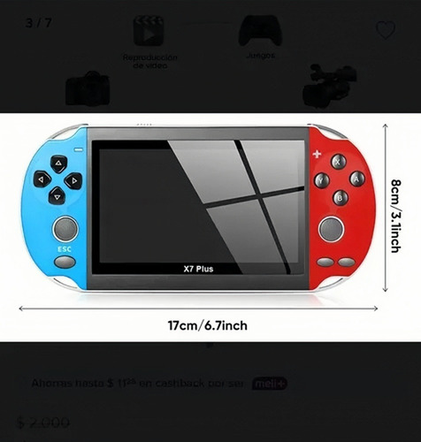 X7 Plus Dual Rocker Pantalla Grande Consola De Juegos De Man
