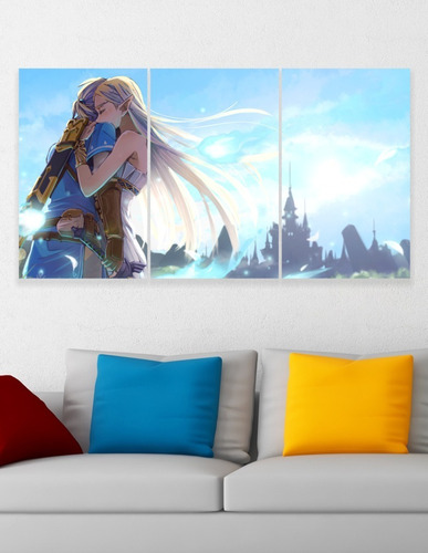 Cuadro Triptico Zelda Abrazo Art Canvas 72cm X 40cm