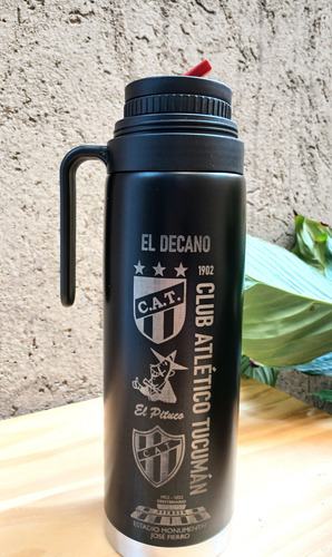 Termo M. Manija 1lt Acero Inox. D.capa Club Atlético Tucumán Negro