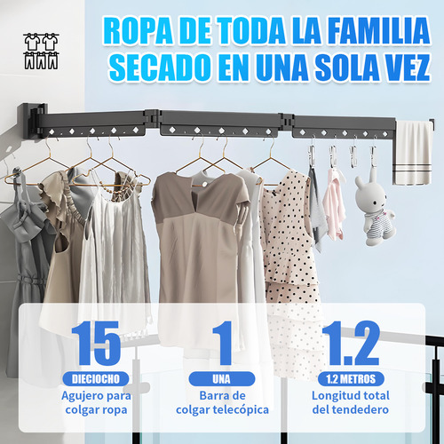 Tendedero Plegable Para Colgar Ropa 3xwall Color Negro