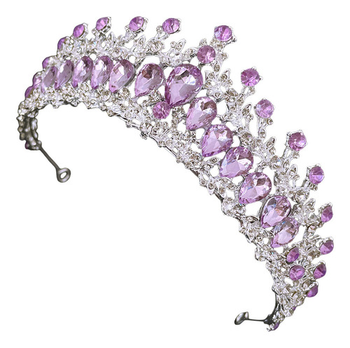 Diadema De Boda Con Decoración De Cristales, Corona Morada P