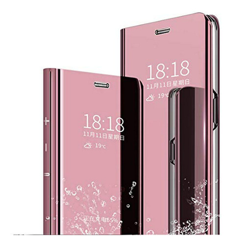 Funda Flip Para Samsung S8 Con Espejo Y Soporte (rosa)