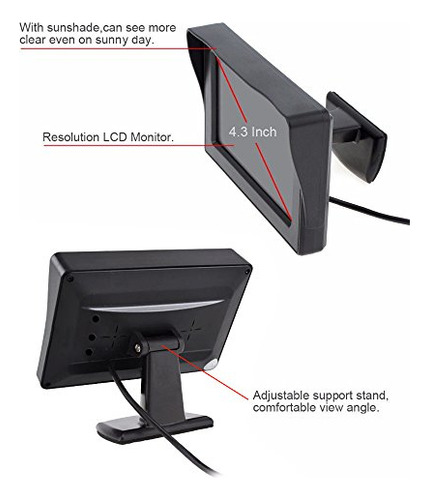 Monitor De Cámara Trasera B-qtech Con Pantalla Tft Lcd A Col