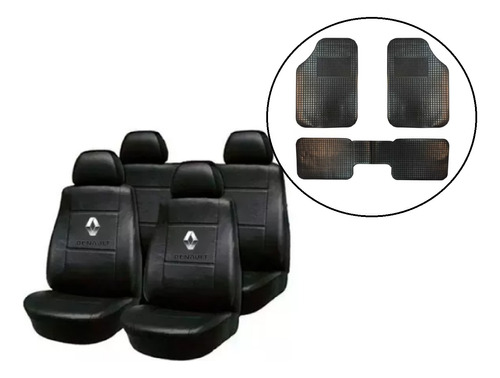 Fundas Cubre Asiento Cuerina Para Renault Clio + Alfombra 3p