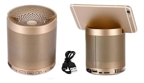 Caixa De Som Portatil Com Bluetooth Usb Q3 - Dourado