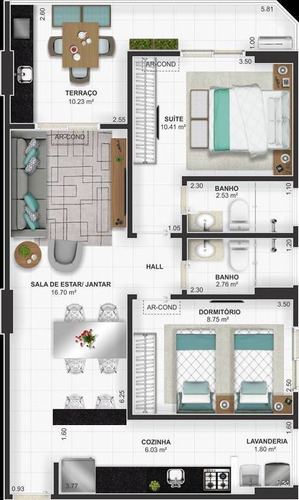 Imagem 8 de 10 de Apartamento, 2 Dorms Com 69.91 M² - Tupi - Praia Grande - Ref.: Via31 - Via31