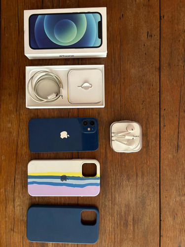 Celular iPhone 12 128gb Azul + Vidrio + Auriculares+ Cable