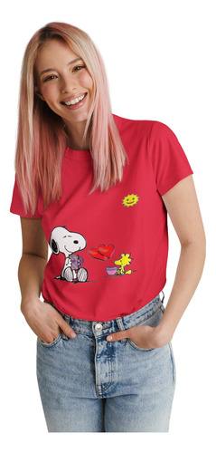 Polera Snoopy Charlie Brown Sol Algodon Estampado