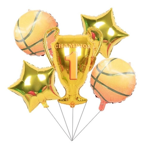 Set Globos Basket Con Trofeo