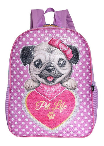 Mochila Infantil Costas Pet Life Cachorrinho Pink