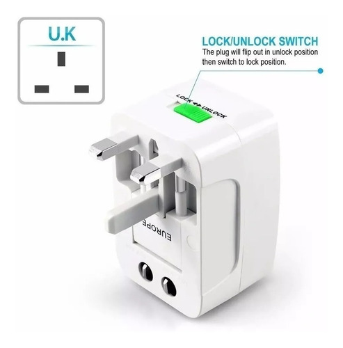 Imagen 4 de 10 de Adaptador Universal Viajero Internacional Enchufe 110v 220v