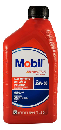 Aceite Para Motor Mobil Alto Km 25w60 Multigrado