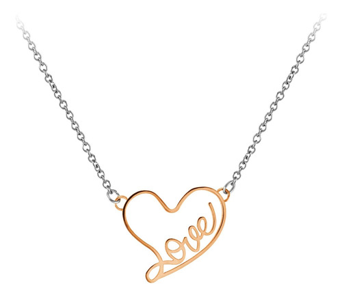 555jewelry Collar De Corazón Hueco Con Texto De Amor De Acer