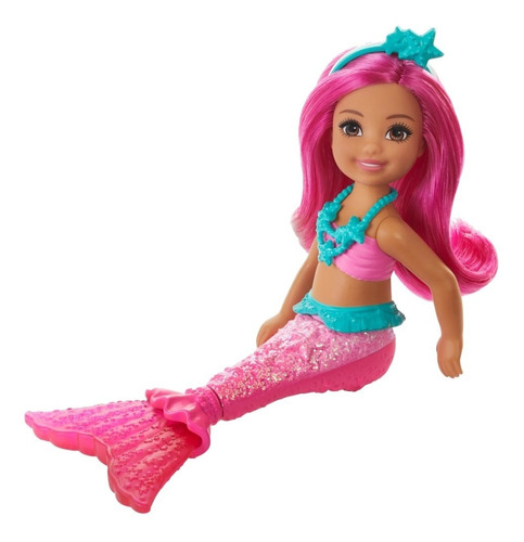 Muñeca Barbie Dreamtopia Chelsea Sirena Rosa Y Azul