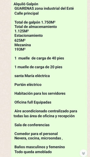 Zona Industrial Del Este 1800mts Guarenas Rr