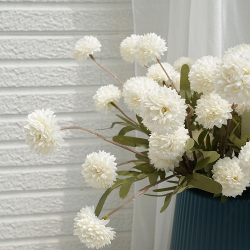 Voeligt Flor De Kiku De Imitación ' Blanco 12 Tallos Mini Cr