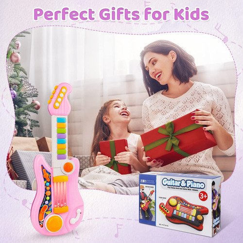 Instrumento Musical Twfric Kids, Guitarra Eléctrica 2 En 1,