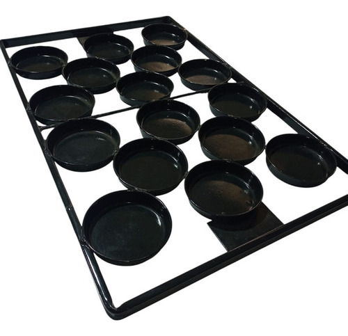 Molde Para Hamburguesas Enlozado 70x45cm 16moldes Color Negro