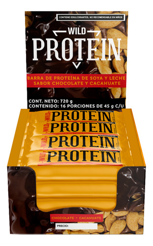 Barra se proteína sabor chocolate cacahuate 16 unidades