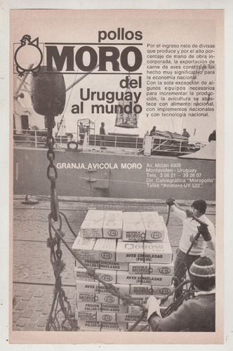 1979 Hoja Publicidad De Granja Avicola Moro Uruguay Vintage